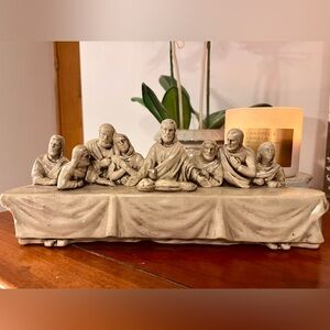 Vintage circa 1960s chalkware art sculpture of the Last Supper/Lords Supper